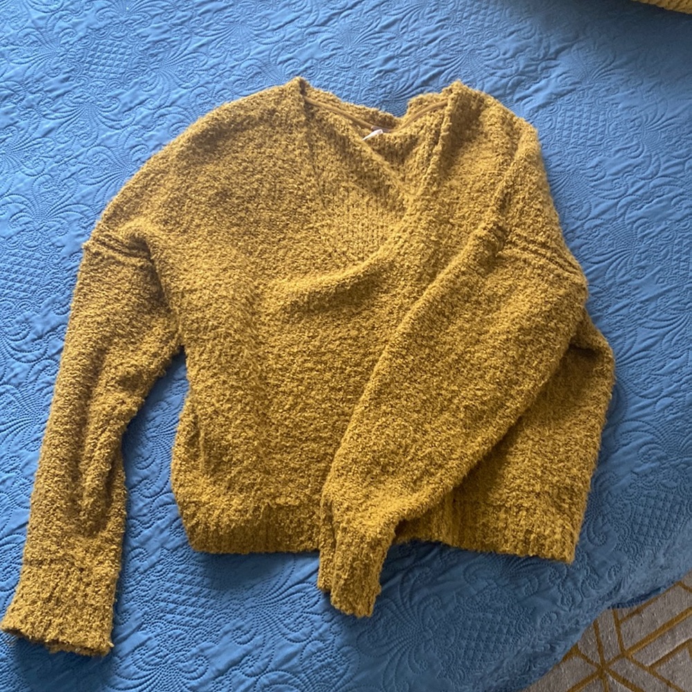 Free People Yellow Fuzzy Sweater
